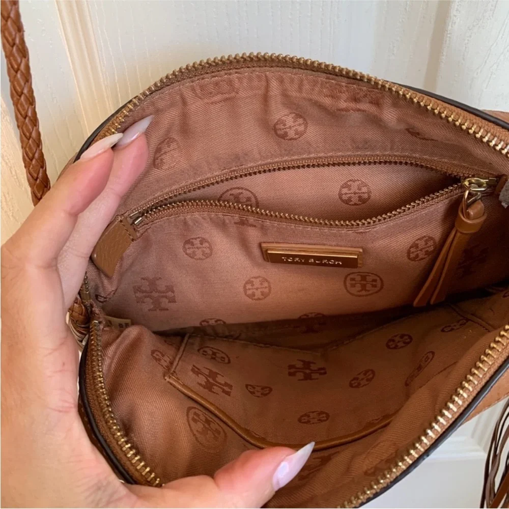 Tory Burch Brown Leather Shoulder Bag with decorative tassel & braided strap - Picture 7 of 10